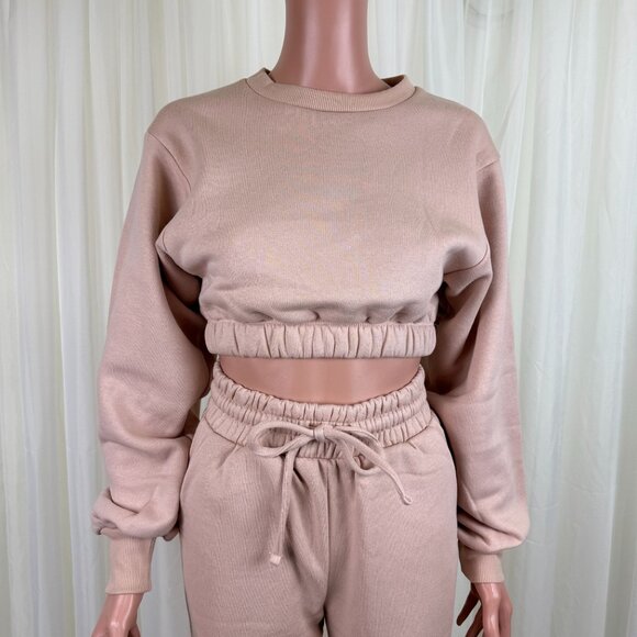 Zenana 2 Pcs Crop Sweatshirt Tracksuit Jogger Pants Set Outfit Active Loungewear - Picture 5 of 8